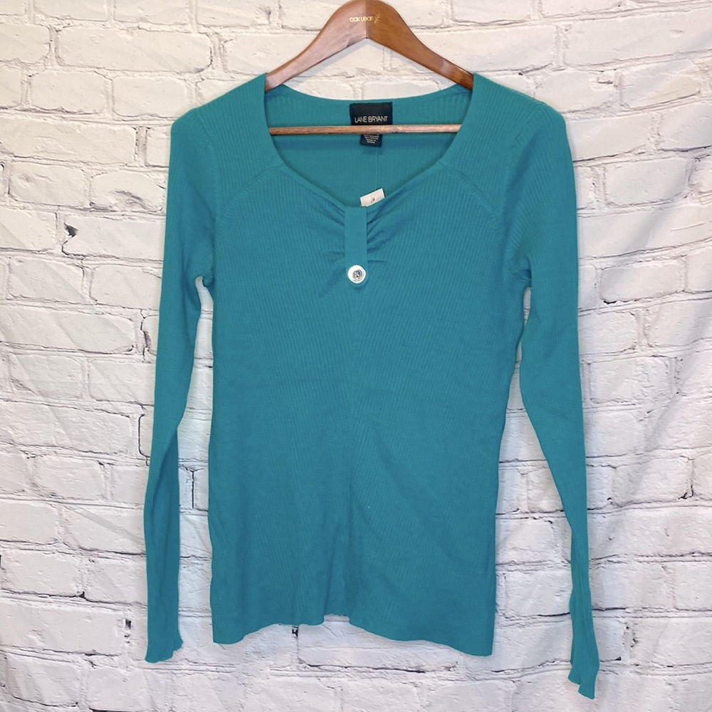Lane Bryant Teal Green Blue Fitted Sweater Size 14/16 Brand New W/Tags
